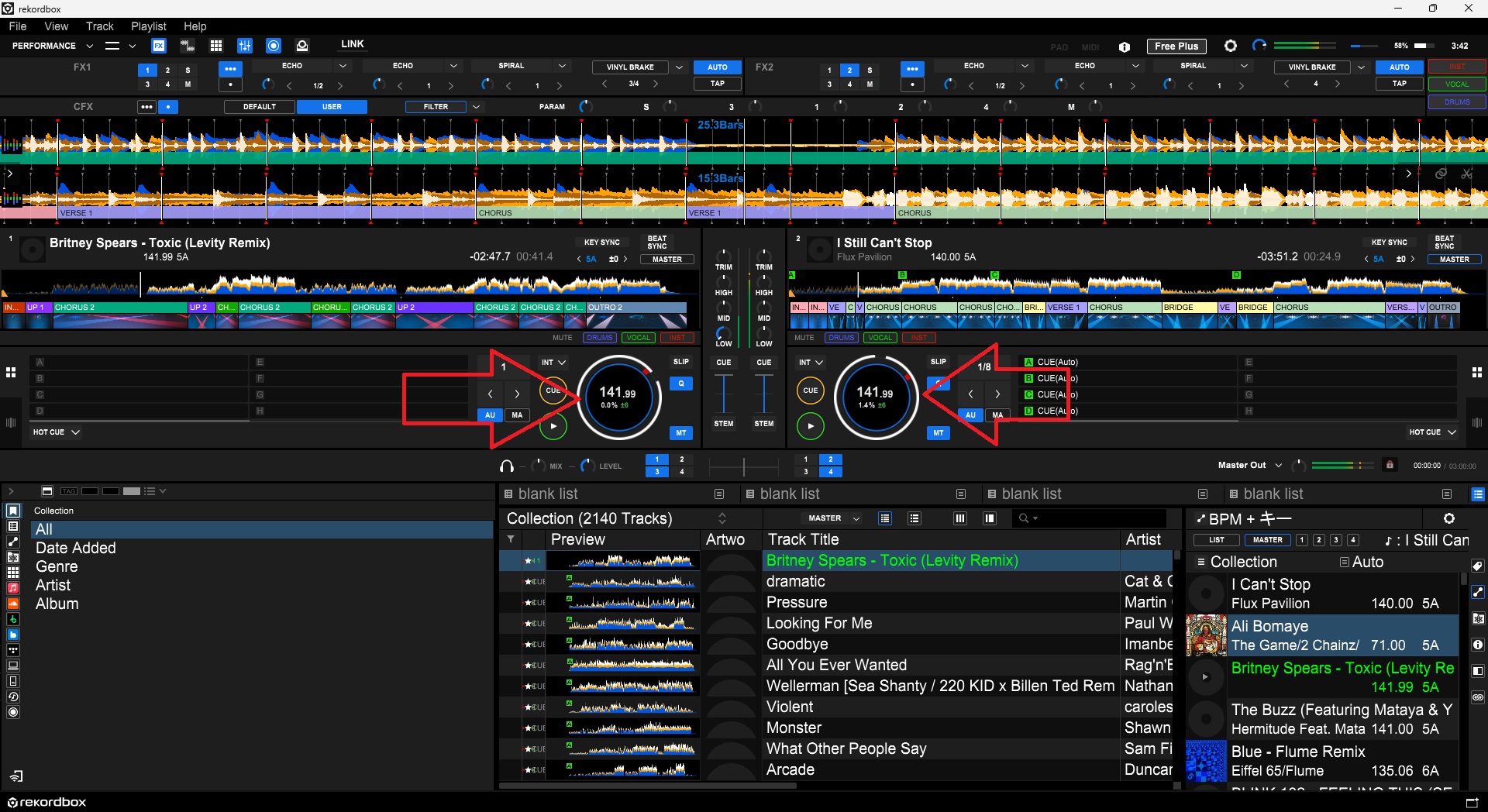 Rekordbox Showing BPM